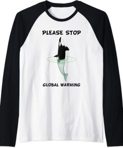 Climate change global heating natural protection ocean sword whale Orca Raglan Baseball Tee