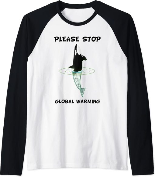 Climate change global heating natural protection ocean sword whale Orca Raglan Baseball Tee