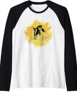 Orca Motif Whale Ocean Predator Design Animals Orcas Raglan Baseball Tee