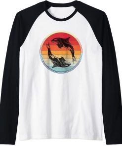 Orca Whale Family Graphic Vintage Killer Orcas Women Kids Raglan Baseball Tee