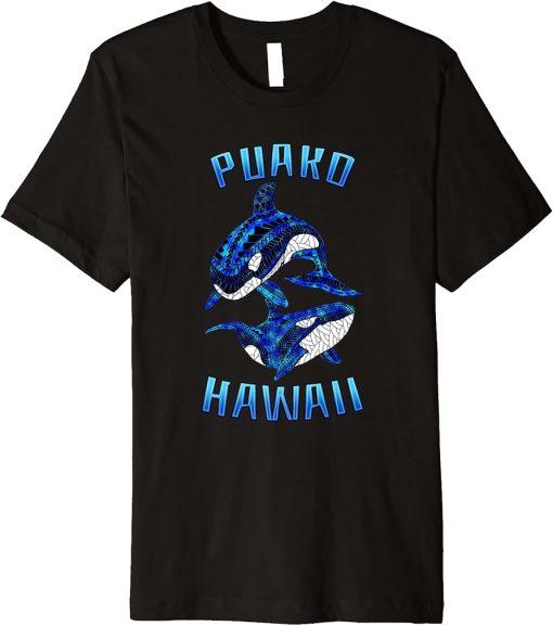 Puako Hawaii Vacation Tribal Whale Orca Premium T-Shirt