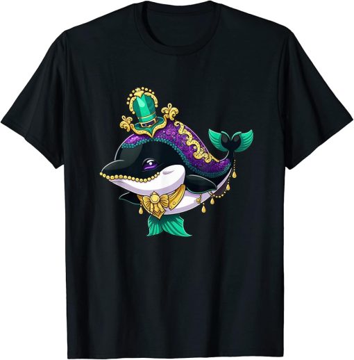 Mardi Gras King Queen Orca Whale T-Shirt