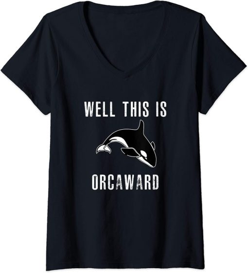 Womens Funny Killer Whale Shirt, Awkward Orca Introvert Gift V-Neck T-Shirt