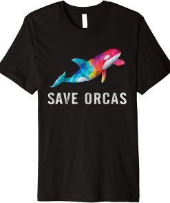 Orca Save Orcas Killer Whale Retro Polygonal Rainbow Diving Premium T-Shirt