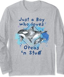 Just a Boy who Loves Orcas - Beautiful Sword Whale for Boys Long Sleeve T-Shirt