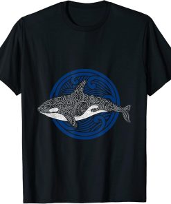 Killer Whale Design Ocean Waves Men Boys Kids Orca T-Shirt