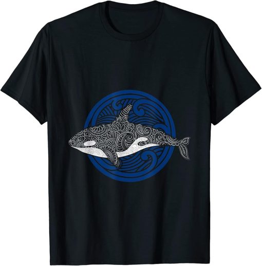 Killer Whale Design Ocean Waves Men Boys Kids Orca T-Shirt