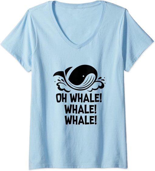 Womens Funny Whale Watching V-Neck T-Shirt